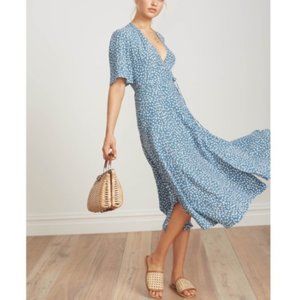 Faithfull the Brand Rivera Midi Wrap Dress in Blue Floral - 4